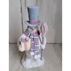 Vintage Felt velvet Snowman Frosty broom xmas figure decor
